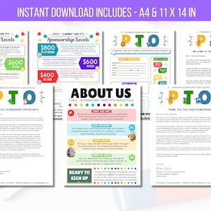 EDITIERBARE PTO Flyer Bundle, Schul PTO Informationsformulare & Flyer, Jahreskalender, Pto Rekrutierungsflyer Pto Mitgliedsbrief