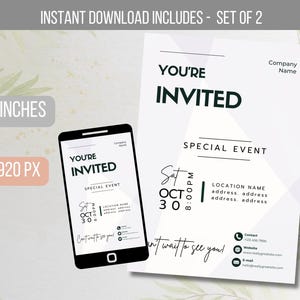 EDITABLE You&#39;re Invited Invitation, Modern Business Invitation, Special Event Invitation, Business Invitation Party Invite Instant Download