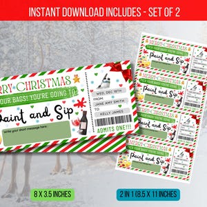 EDITIERBARE Weihnachtsfarbe und Sip Überraschungsticket, Weihnachtsüberraschungsfluggeschenk, Winterurlaub Überraschungsvorlage Sofortiger Download