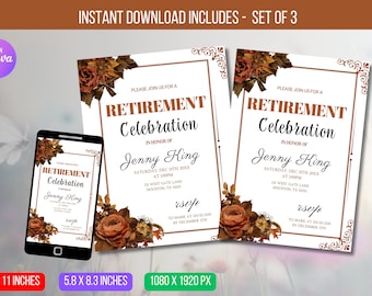 EDITABLE Retirement Celebration Template Modern Retirement Party invite Retirement Celebration invitation Digital Template Instant Download