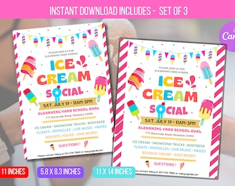 EDITABLE Ice Cream Social Flyer, School Appreciation Week, Ice Cream Social Flyer, Printable Ice Cream Volunteer Party Invite TEMPLATE