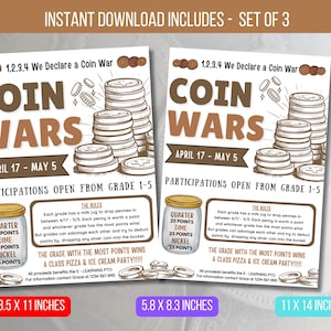 EDITIERBARER Coin War Fundraiser Flyer, Penny War Fundraiser Schule Fundraiser Event, Kirche, gemeinnützige PTO PTA Event, Instant Download