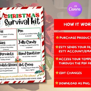EDITABLE Christmas Survival Kit Template, Christmas Thank You Gift