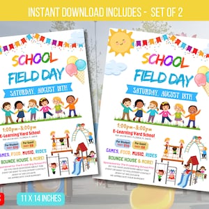 Flyer MODIFIABLE de la fête champêtre, l&#39;événement de collecte de fonds pour le carnaval d&#39;avantage familial de l&#39;école, Invitation imprimable PTA PTO, téléchargement immédiat