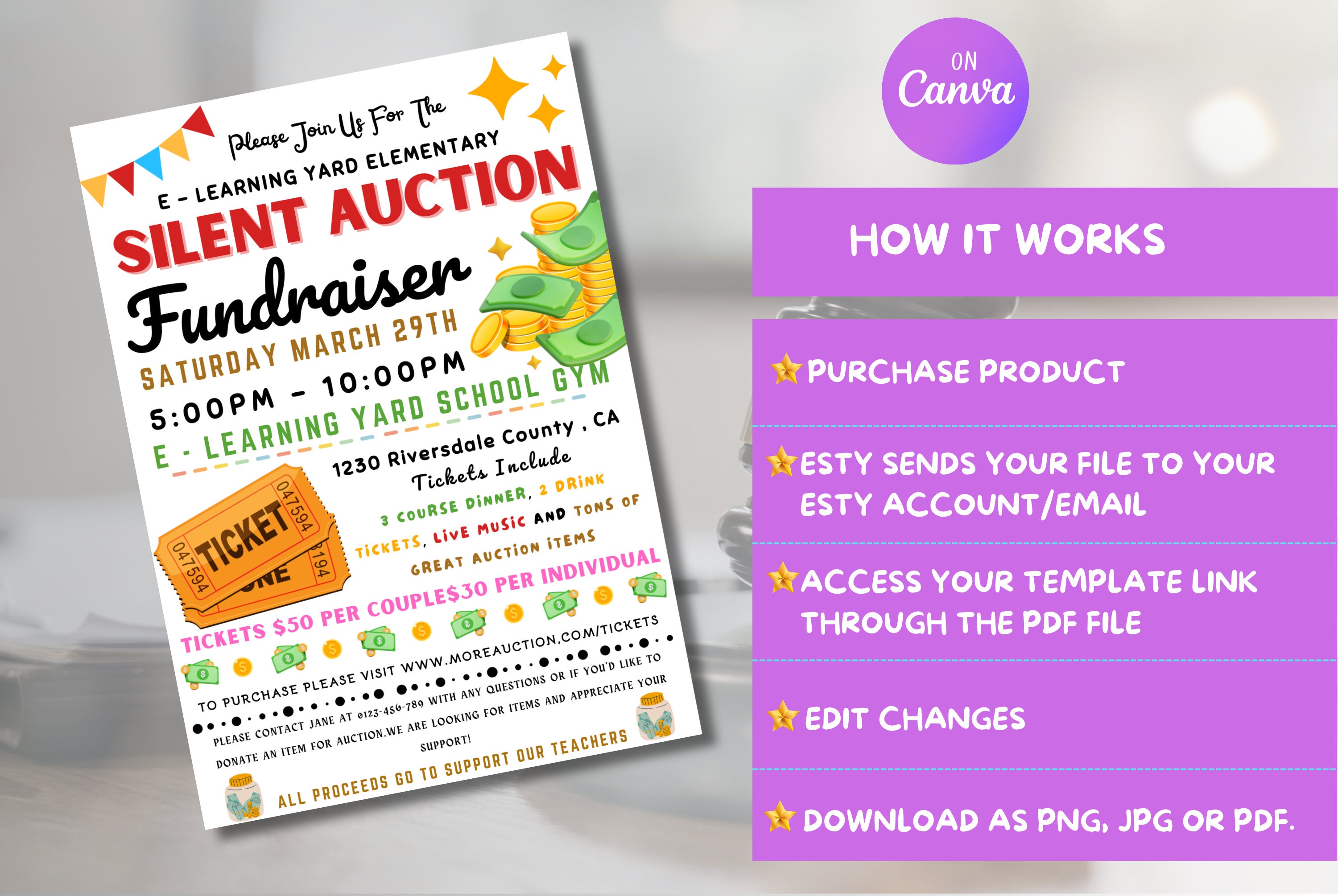 EDITABLE Silent Auction Fundraiser Template, Auction Fundraiser Invite ...