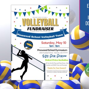 EDITABLE Volleyball Fundraiser Flyer Template, Charity Non Profit Event Poster, Sports Self Editing 8.5x11 In INSTANT ACCESS