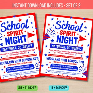 Editable School Spirit Flyer, School Spirit Night Party, Spirt Night ...