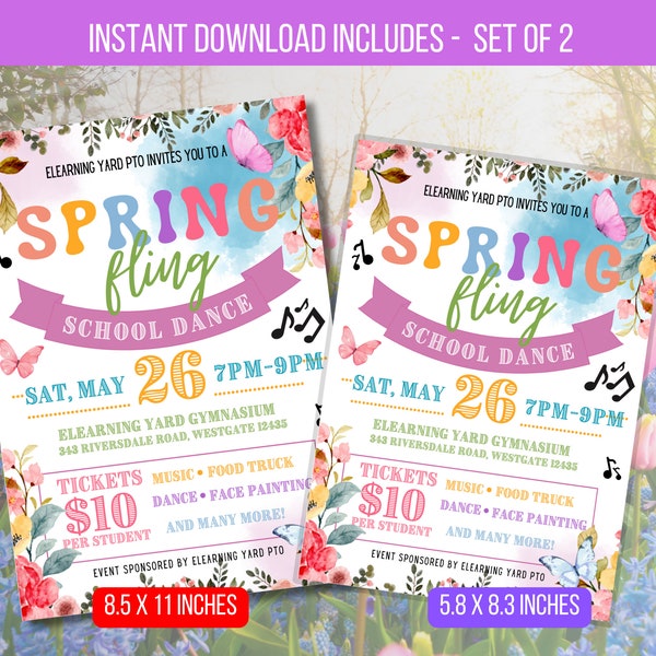 EDITABLE Spring Fling Market Flyer, Easter Festival Fundraiser Event, PTA PTO, Craft Show, Printable Poster, Digital Instant Download