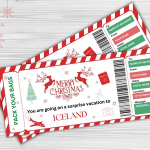 Idée cadeau vacances surprise de Noël, bon de réduction, modèle imprimable, faites vos valises, modifiable TÉLÉCHARGEMENT IMMÉDIAT