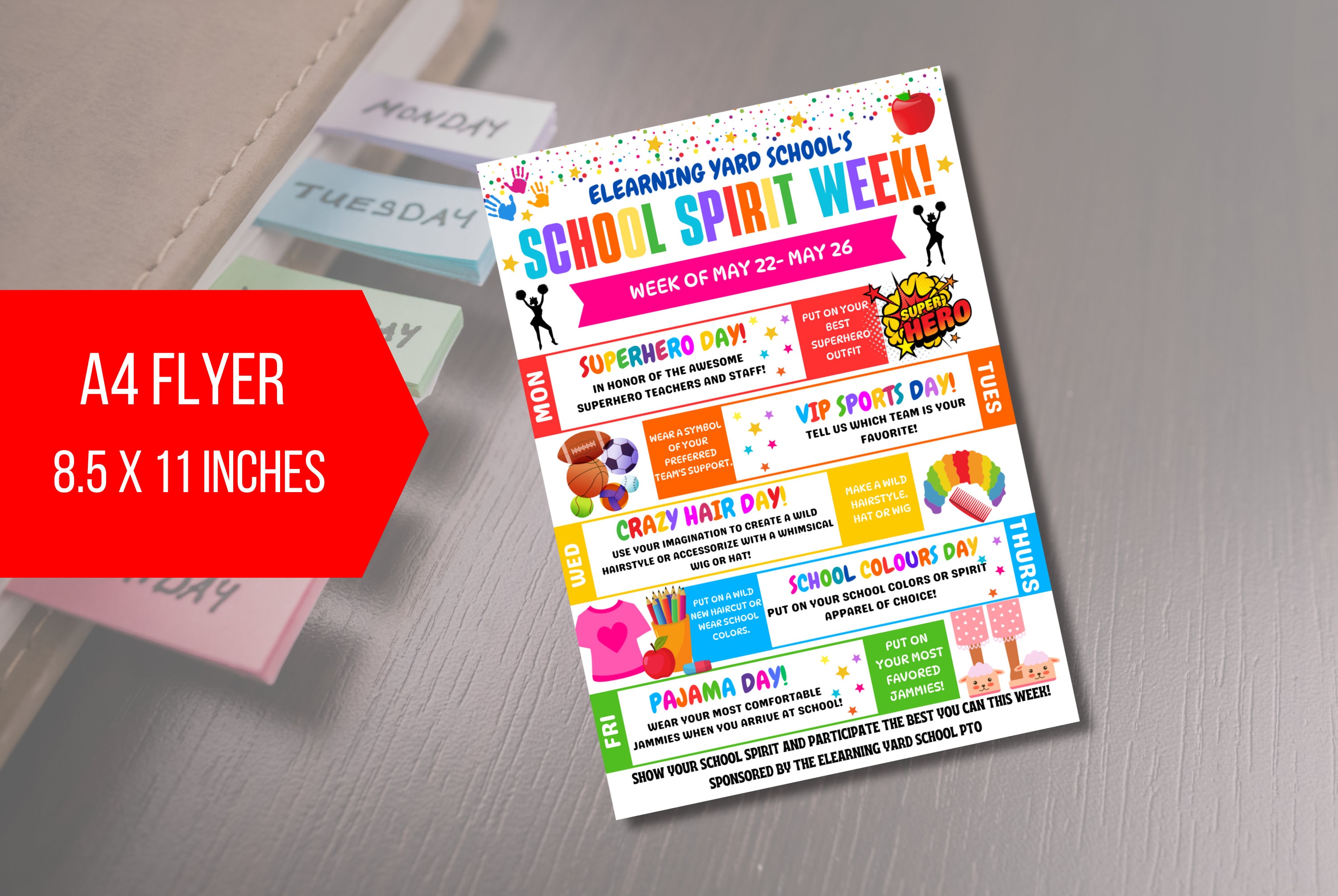 EDITABLE School Spirit Week Flyer, School Spirit Week Poster, Spirit ...