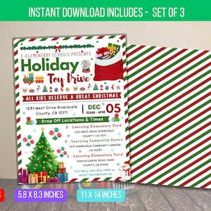 EDITABLE Holiday Toy Drive Flyer, Printable Toy Drive Invitation, Pto Pta Charity Invitation, School Christmas TEMPLATE Instant Download