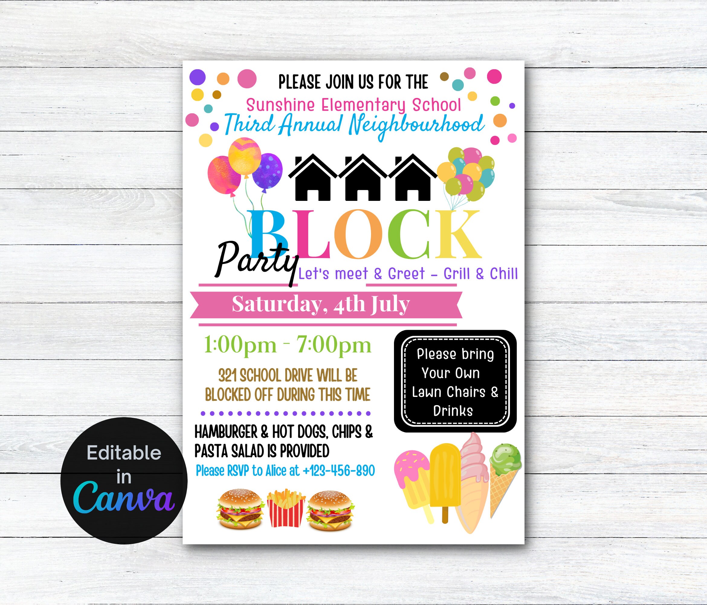 Block Party Invitation, Editable, Street Party, Community Dinner Flyer ...