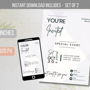 EDITABLE You&#39;re Invited Invitation, Modern Business Invitation, Special Event Invitation, Business Invitation Party Invite Instant Download