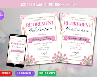 EDITABLE Retirement Celebration Template Modern Retirement Party invite Retirement Celebration invitation Digital Template Instant Download