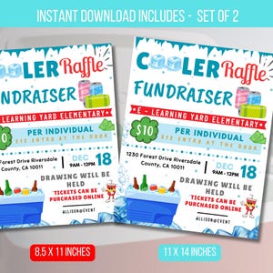 EDITIERBARER Kühler Raffle Ticket Fundraiser Flyer, Schule PTO PTA Flyer, Essen Trinken Raffle Bargeld Fundraiser Digitale Vorlage Sofort-Download