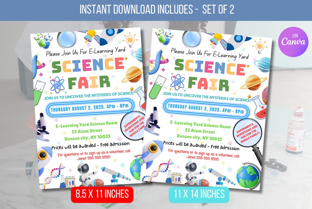 EDITABLE Science Fair Flyer, School Academic Festival Flyer, PTO PTA ...