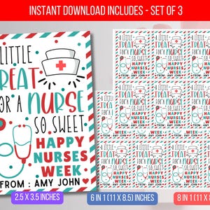 EDITABLE Nurse Appreciation Gift Tag Printable, Happy Nurses Week Tag, Thank You Gift Tag for Nurse, Nurse Favor Tag, Cookie Tag Download