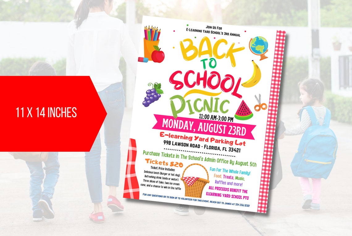 EDITABLE Back to School Picnic Invite, School Picnic Party Invite, End ...
