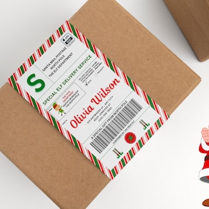 Etykiety wysyłkowe Elf Mail Naklejki Biegun Północny Szablon etykiety prezentowej - Duży - Warsztat Świętego Mikołaja - NATYCHMIASTOWE POBIERANIE z EDYTOWALNYM imieniem i adresem