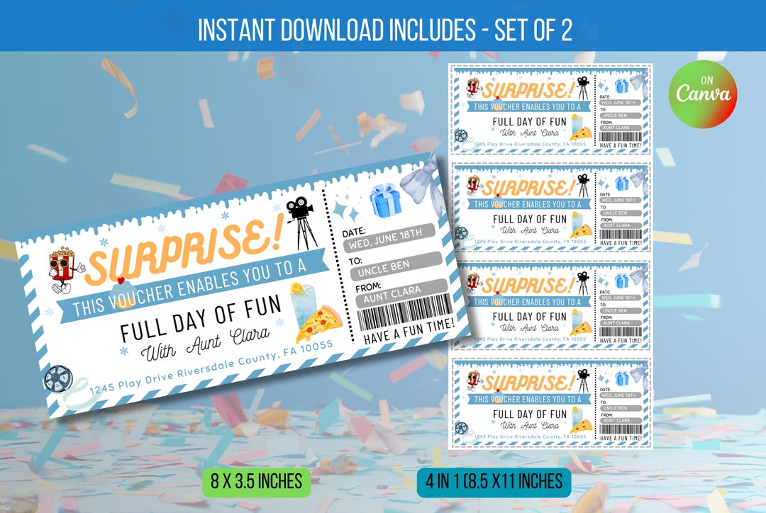 Fun Entry EDITBALE Day of Fun Surprise Ticket, Surprise Day of Fun Invite With ...