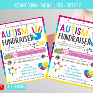 EDITABLE Autism Awareness Fundraiser Event, Community Fundraising Event, Charity Health Kids Benefit Family Day Event Instant Download