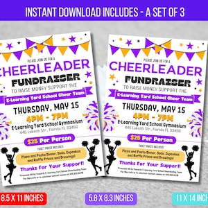EDITABLE Cheerleader Fundraiser Template, Cheerleader Fundraiser Invite Cheer Team Tournament School PTO PTA Event Prntable Instant Download