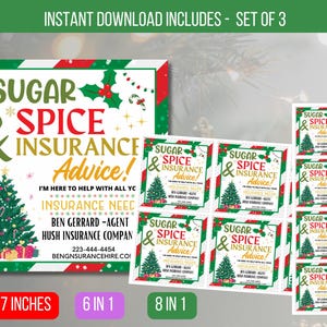 EDITIERBARE Zucker Gewürz & Beratung Weihnachtsgeschenkanhänger, Versicherung Marketing Tags, Makler Urlaub Empfehlungstag, druckbare Karte Sofortiger Download
