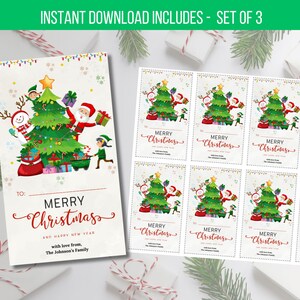 EDITABLE Christmas Gift Tags, Merry Christmas Tags, Holiday Gift Tags, Personalized Tags Template, Printable Digital Tags Instant Download