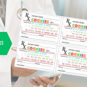EDITABLE Cookie RX Prescription Label, Cookie Prescription Sticker ...