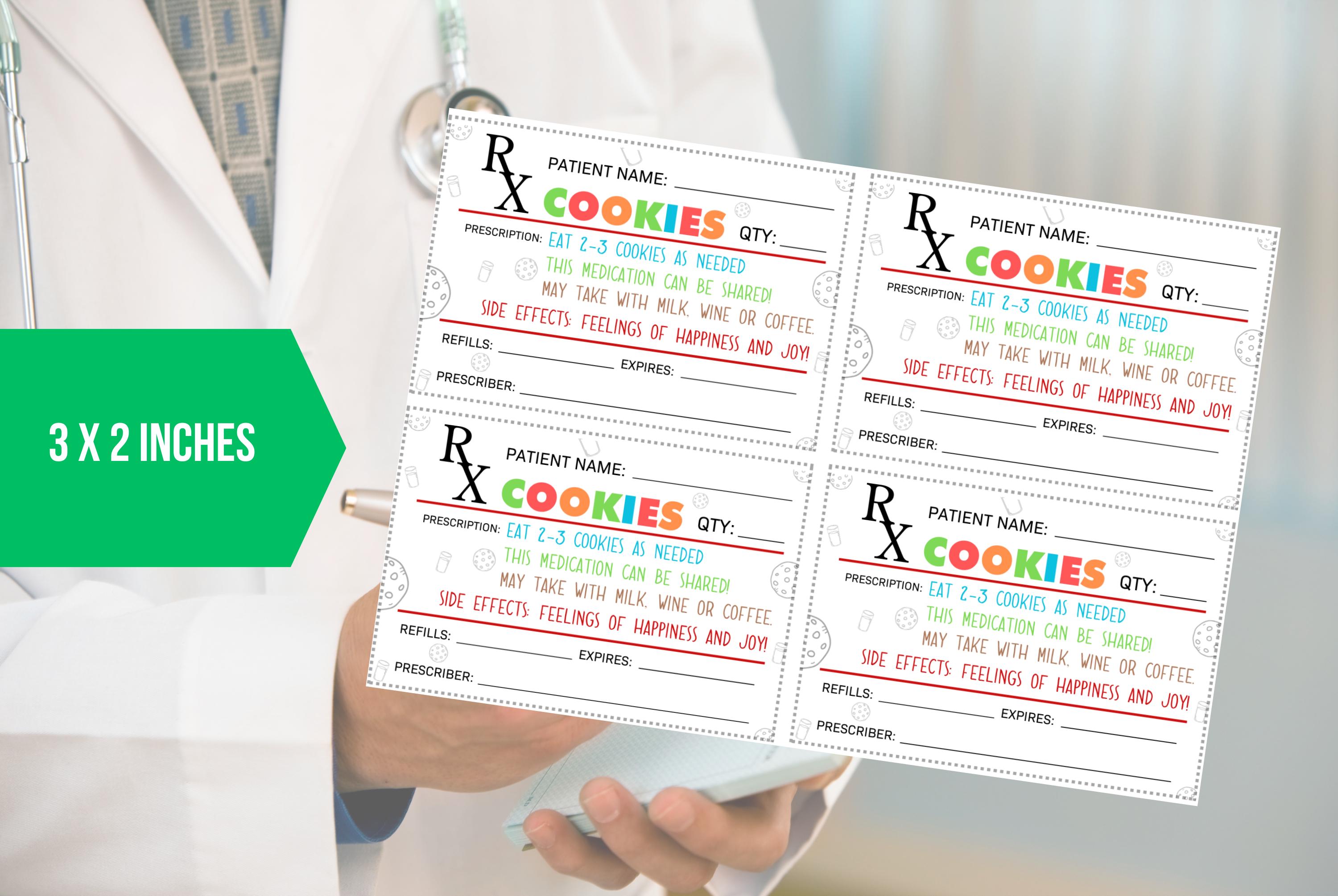 EDITABLE Cookie RX Prescription Label, Cookie Prescription Sticker ...
