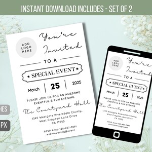 EDITABLE You&#39;re Invited Invitation, Modern Business Invitation, Special Event Invitation, Business Invitation Instant Download