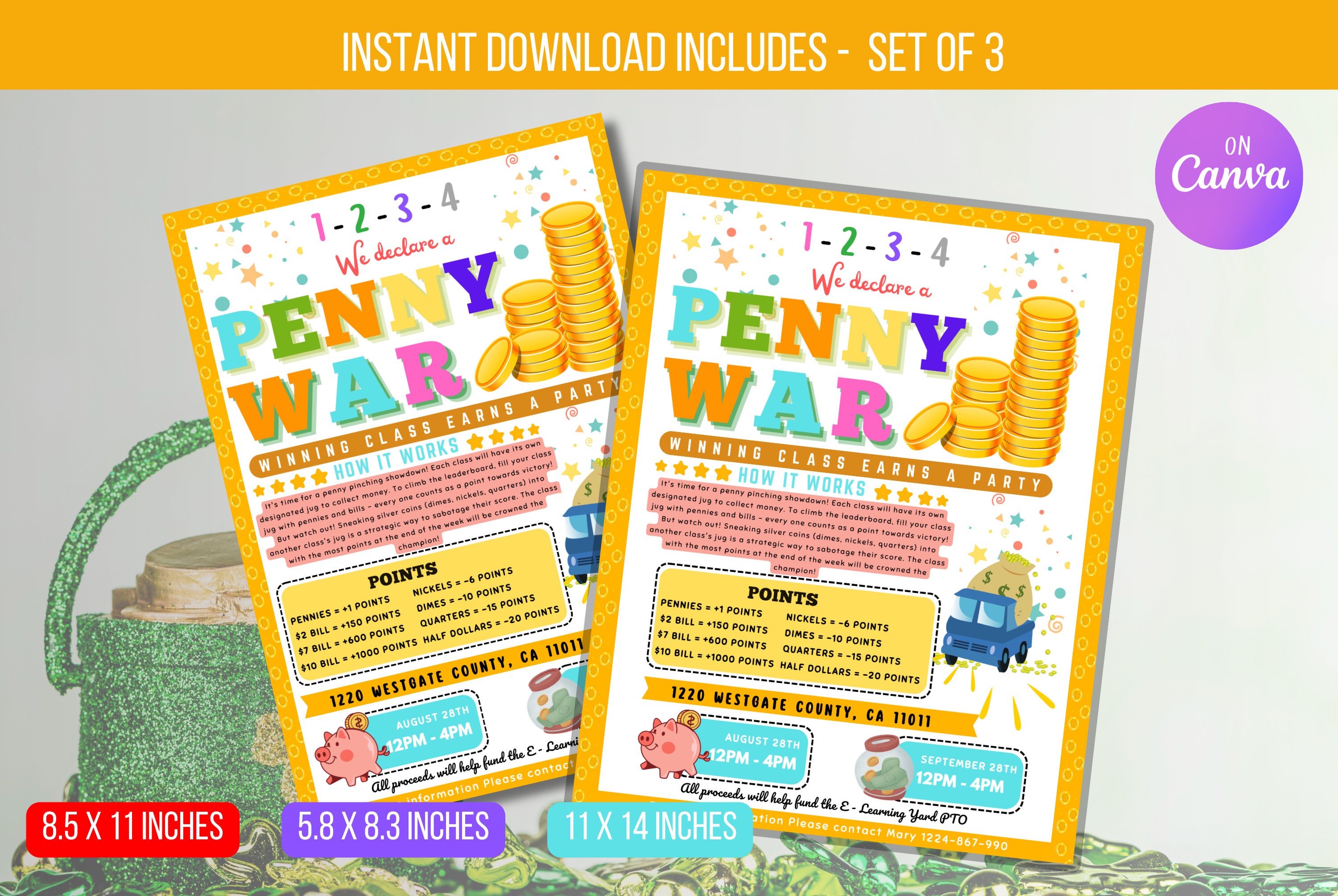 EDITABLE Penny War Fundraiser Flyer, Printable School Fundraiser Event ...