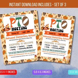 EDITABLE October PTO Meeting Handout Flyer, School Information Meeting Flyer, Printable Volunteer Handout Template Instant Download