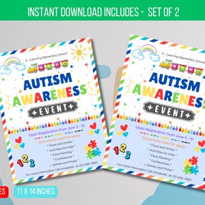 EDITABLE Autism Awareness Event, Family Day Fundraiser Event Template Instant Download
