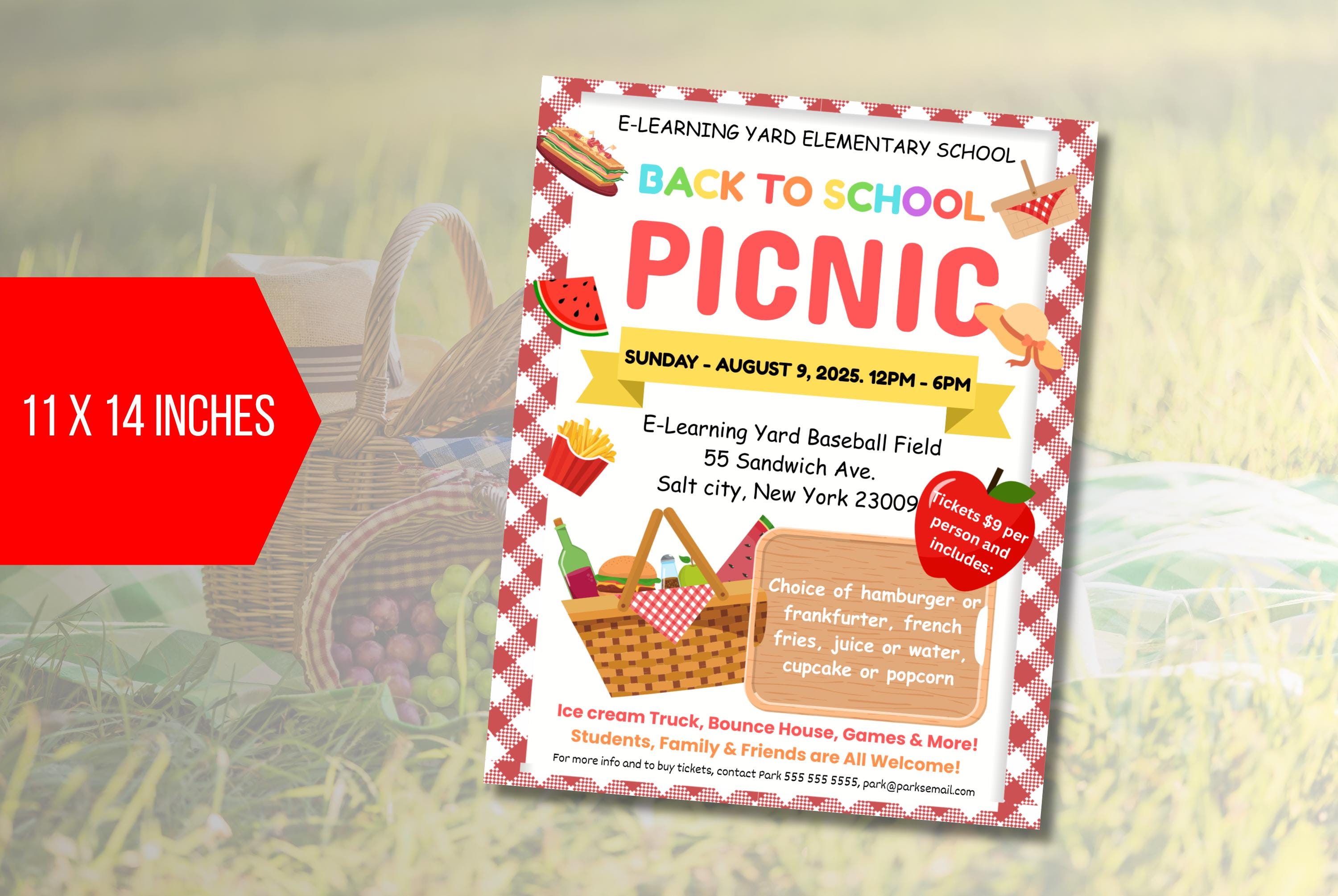 EDITABLE Back to School Picnic Invite, School Picnic Party Invite, End ...