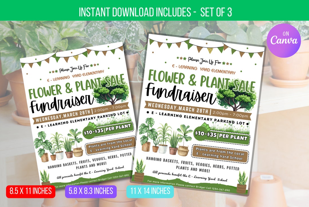 EDITABLE Flower and Plant Sale Fundraiser Flyer, Spring Fling Festival ...