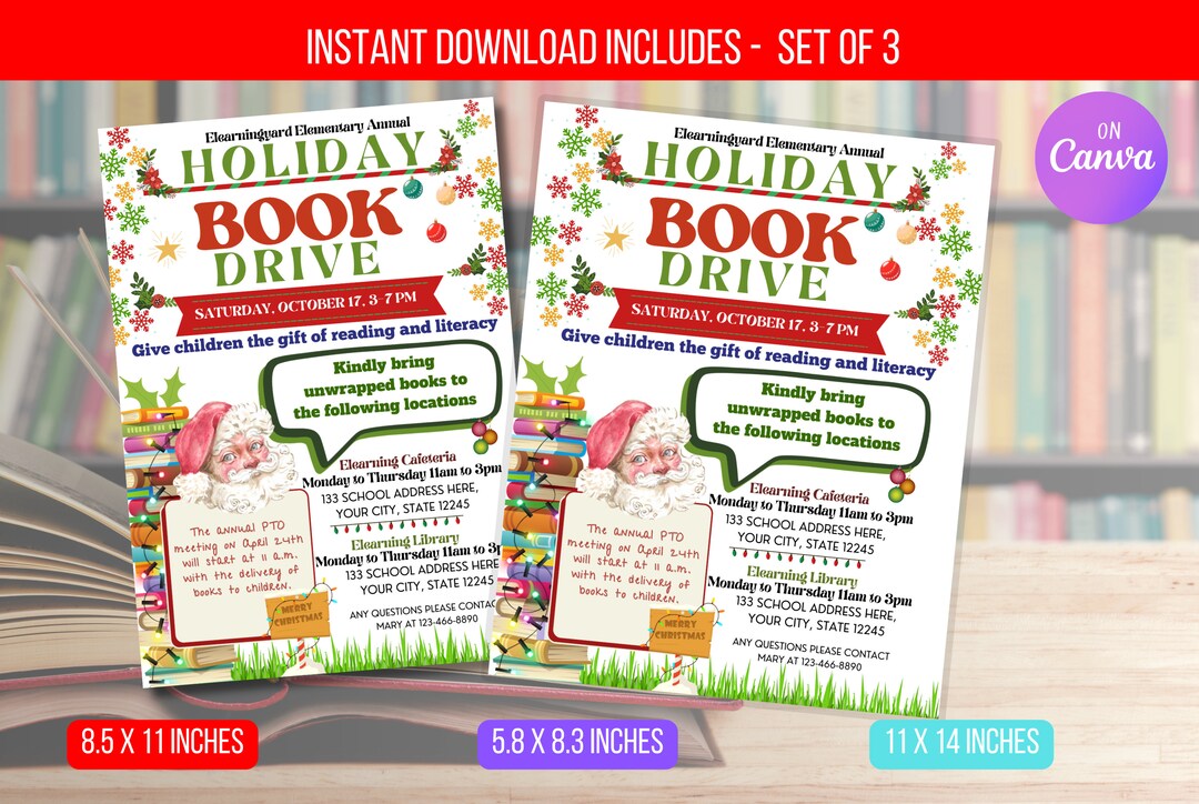 EDITABLE Holiday Book Fair Invitation Flyer School Holiday Etsy