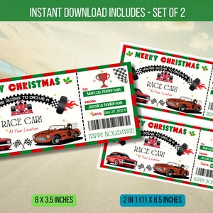 EDITABLE Christmas Car Race Gift Ticket, Surprise Racing Event Ticket, Holiday Driving Go Kart Coupon Digital Template Instant Download