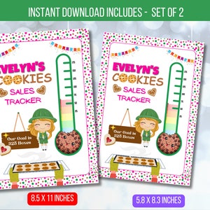 EDITABLE Cookie Sales Tracker, Girl Scout Cookie Gola Poster, ABC Bakers Girl Scout Cookie, Printable Profit Tracker Instant Download Chart