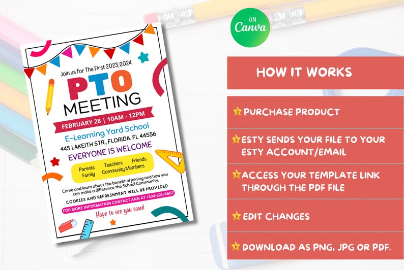 EDITABLE PTO Flyer Bundle, Printable School PTO Information Forms ...