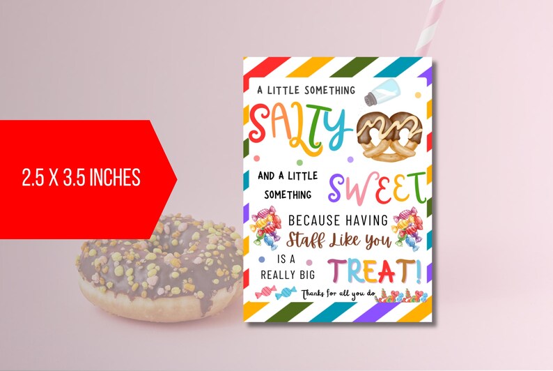 EDITABLE Salty Sweet Treat Gift Tag, Teacher Staff Employee ...