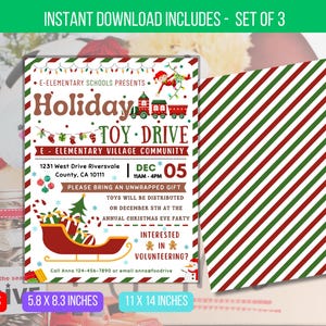 EDITABLE Holiday Toy Drive Flyer, Printable Toy Drive Invitation, Pto Pta Charity Invitation, School Christmas TEMPLATE Instant Download