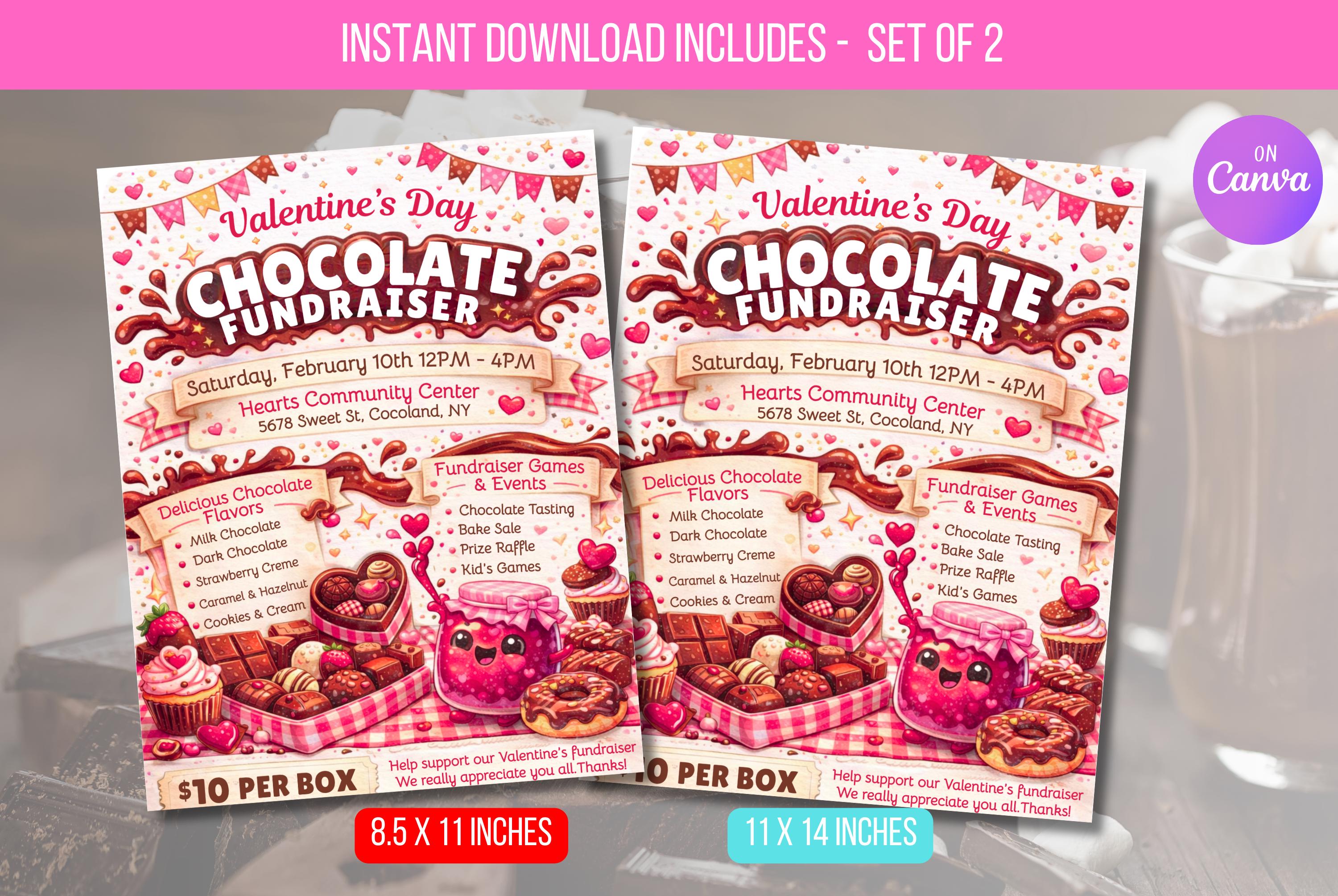 EDITABLE Valentine's Day Chocolate Fundraiser Invite, Community Event ...