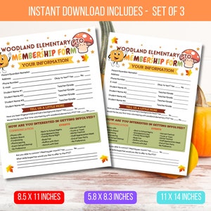 EDITABLE FALL PTO Membership Form, Pto/Pta Parent Volunteer Sign Up Form Template, Newsletter Instant Download, Back to School Recruitment