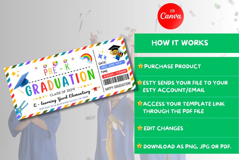 Graduation Ticket Request EDITABLE Pre School Graduation Ticket, Kindergarten Graduation, School ...