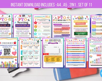 Editable PTO Flyer Bundle, Printable School PTO Information Forms & Flyers, Pto Yearly Calendar, Pto Recruitment Flyer PTO Membership Bundle