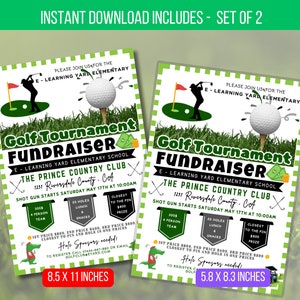 EDIATABLE Golf Tournament Fundraiser Invitation Flyer, PTO PTA Event, School Church Community Fundraiser Event, Digital Instant Download