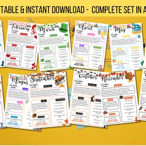 EDITABLE Yearly/Monthly Newsletter Template Set, Classroom Printable Handout Flyer Bundle, PTO PTA Newsletter Bundle, School Events Handout