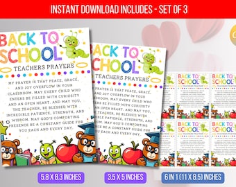 EDITABLE Teacher Prayer Gift Tag, Back to School Teacher Prayer Cards, First Day of School Teacher Prayer, Digital Template Instant Download
