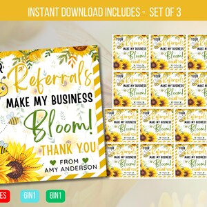 編集可能 あなたの紹介により私のビジネスが開花します、タグでMint Realtor Pop、タグで不動産ポップ、タグでBloom Pop 即時ダウンロード
